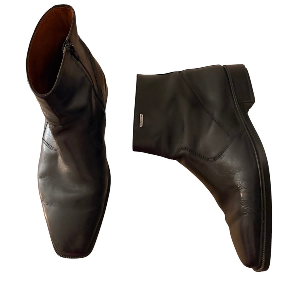 Geox Amphibiox Black Leather Side Zip Ankle Boots Mens Size 43 Dress Boots